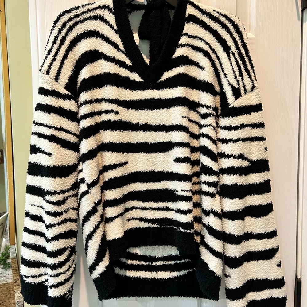 POL zebra chenille sweater